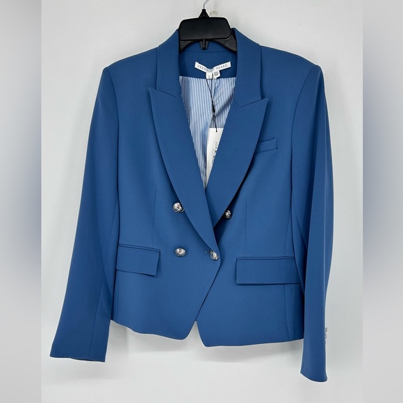 Veronica Beard Gail Dickey Double-Breasted Crepe Jacket Lagoon Blue Sz 8 NWT - Picture 3 of 10